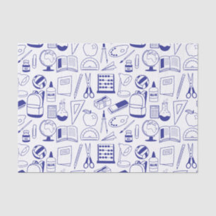 School Supplies Drawn Illustrated Collage Tissue Paper