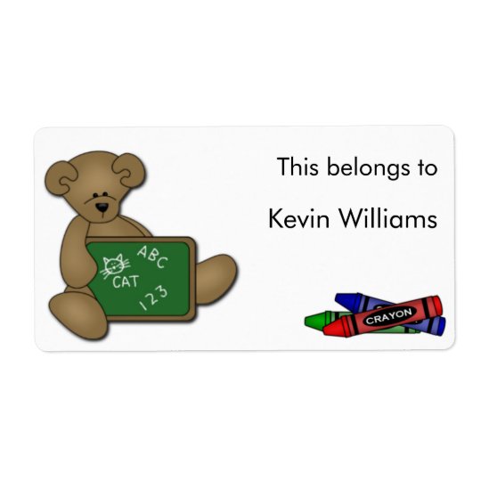 School Supplies Labels