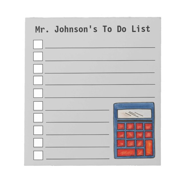 School Supplies Math Teacher Calculator Education Notepad (Front)