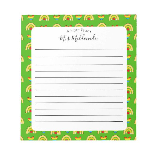 School Supplies Pattern Green with Lines  Notepad (Front)