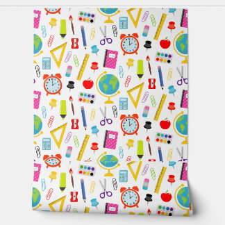 School supplies pattern wallpaper