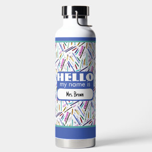 School supplies pattern water bottle