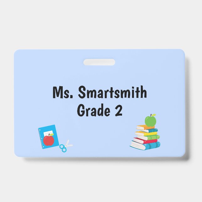 School Supplies Teacher Aide Grade Department ID Badge (Front)