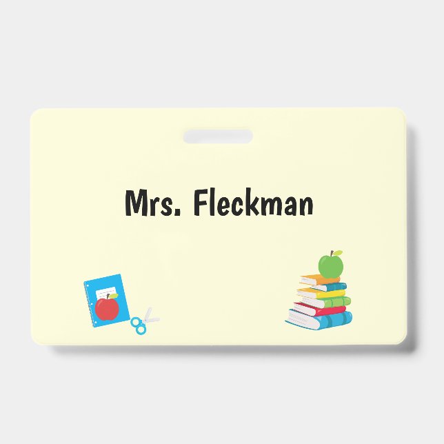 School Supplies Teacher Aide ID Badge (Front)