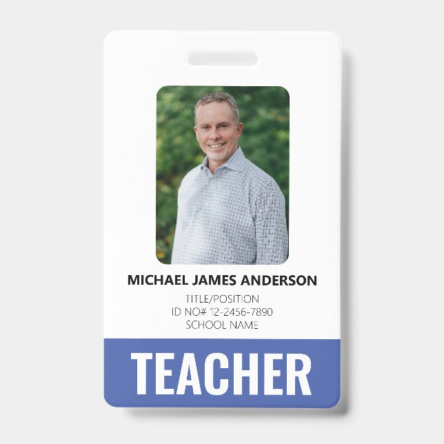 School Teacher Custom Employee ID  Badge (Front)