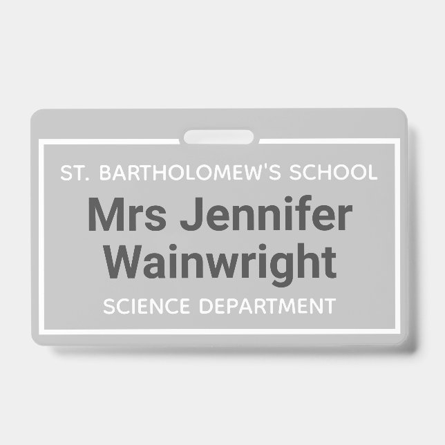 School Teacher Identity Name ID Badge (Front)