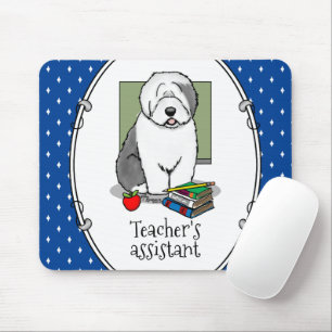School Teacher Old English Sheepdog (Gray 1) Cute Mouse Pad
