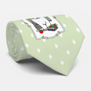 School Teacher Old English Sheepdog (Gray 1) Cute Tie