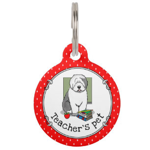 School Teacher Old English Sheepdog (Grey 1) Cute Pet Tag