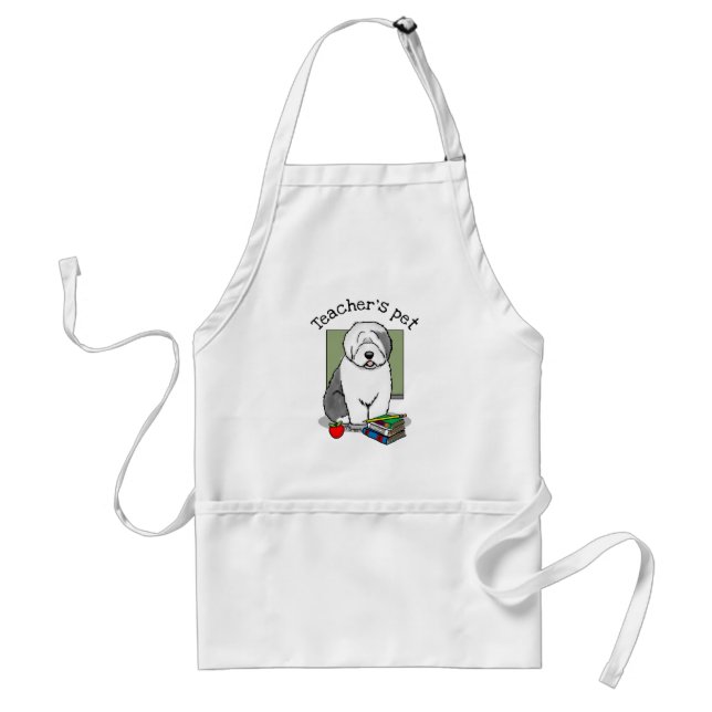 School Teacher Old English Sheepdog (Grey 1) Cute Standard Apron (Front)