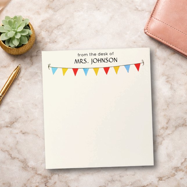 School Teacher or Coach Colourful Bunting Flags Notepad (Creator Uploaded)