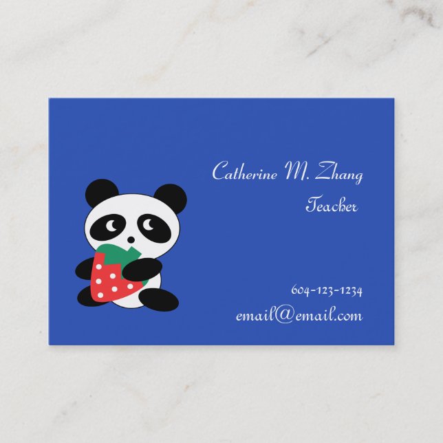 school teacher, panda, strawberry business card (Front)