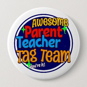 School Teacher Parent TAG TEAM 10 Cm Round Badge