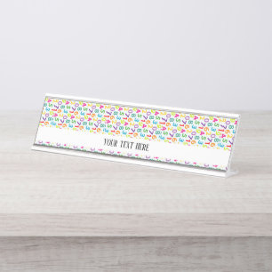 School Teacher Pattern Colourful Desk Name Plate