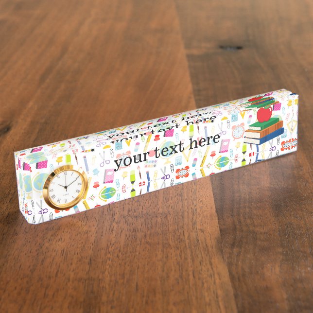 School Teacher Pattern Colourful Nameplate (Side)