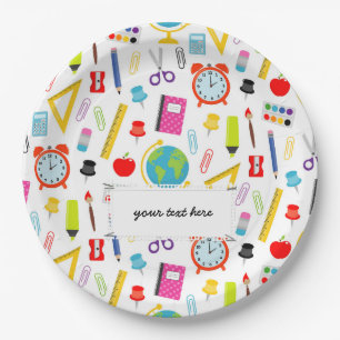 School Teacher Pattern Colourful Paper Plate