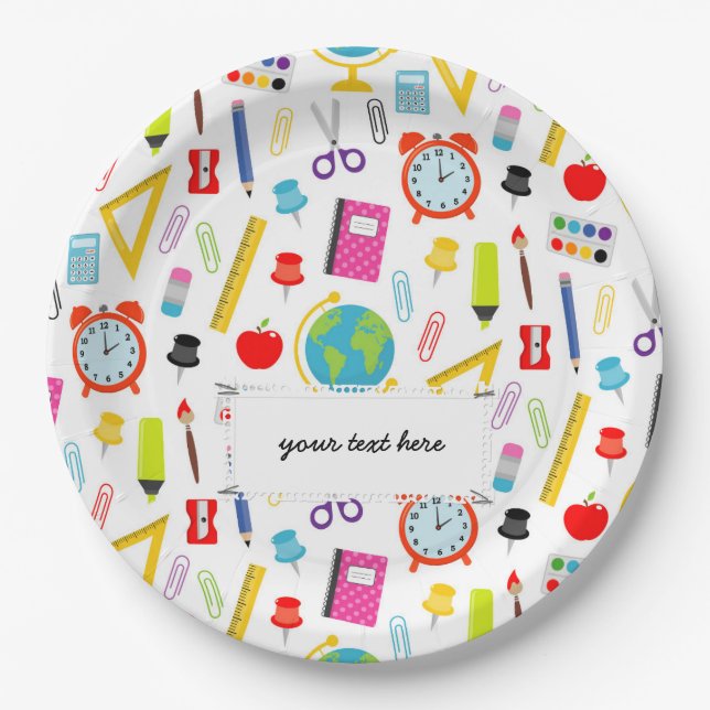 School Teacher Pattern Colourful Paper Plate (Front)