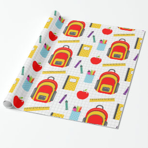 School Teacher Pattern Colourful Wrapping Paper