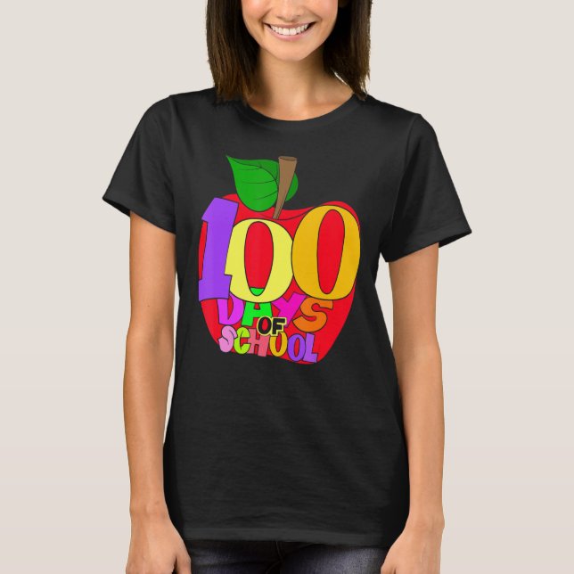 School Teacher Student Girls Boys Gift 100 Days Of T-Shirt (Front)