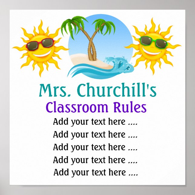 School Teacher's Classroom Rules . by SRF Poster (Front)