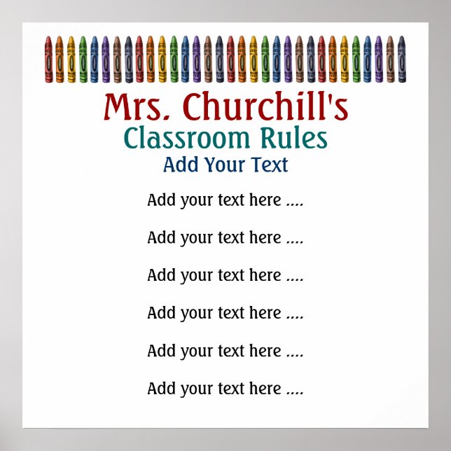 School Teacher's Classroom Rules LG. by SRF Poster (Front)