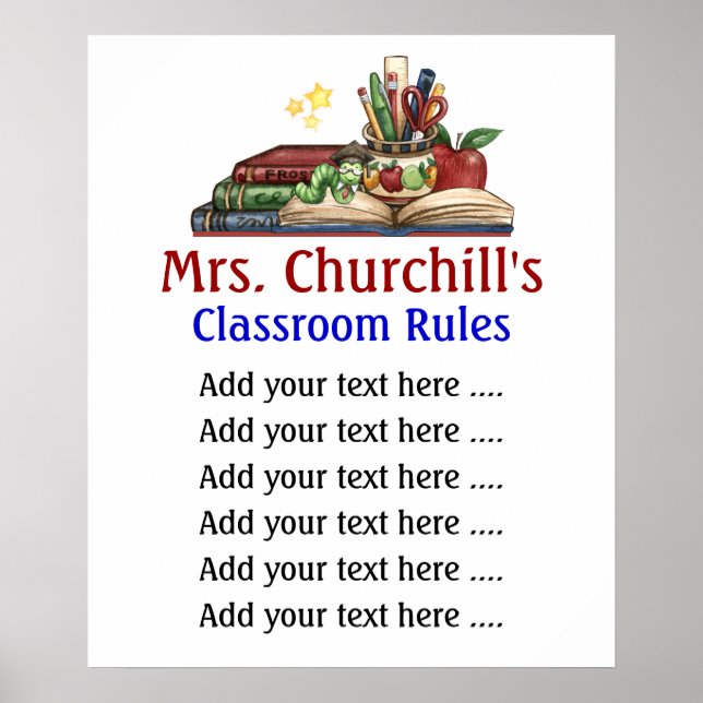 School Teacher's Classroom Rules Lg. by SRF Poster (Front)