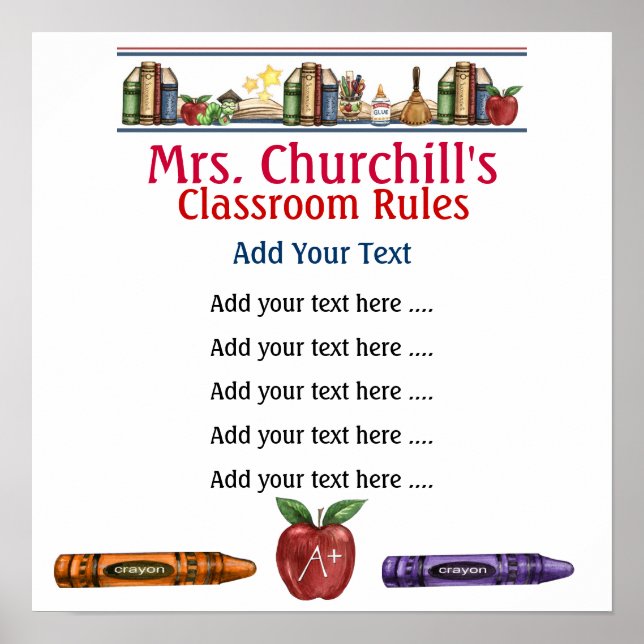 School Teacher's Classroom Rules LG. by SRF Poster (Front)