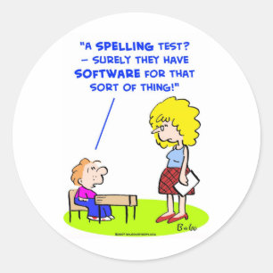 school teachers spelling test software classic round sticker