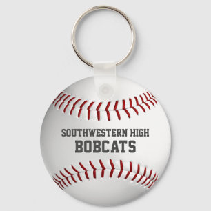 School team and player name simple baseball key ring
