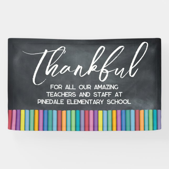  School Thankful Staff Teacher Appreciation  Banner (Horizontal)