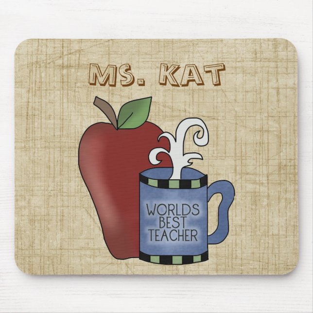 School Theme Best Teacher Apple Fun Mousepad (Front)