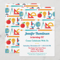 School Theme Birthday Invitation Education Teacher