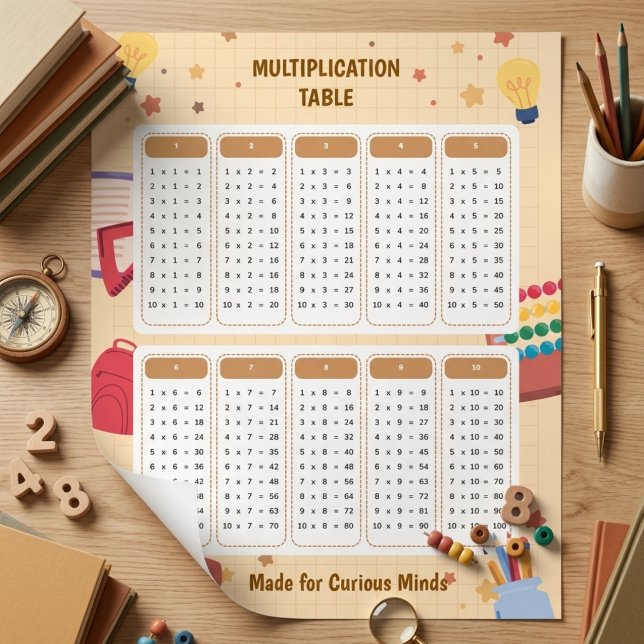 School Theme Multiplication Table Learning Chart (School Theme Multiplication Table Learning Chart)