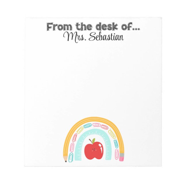 School theme school supply rainbow notepad (Front)