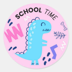 School Time Dinosaur Classic Round Sticker