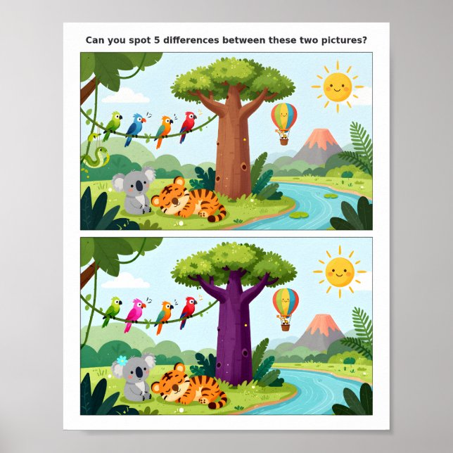 School Time Spot the Difference Poster – Education (Front)