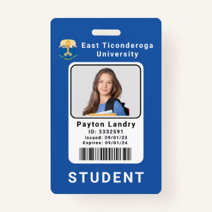 School University Student ID Badge Template Blue
