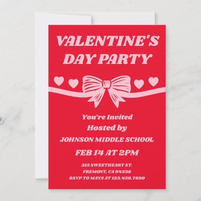 School Valentine’s Day Party Invitation (Front)