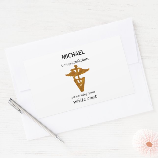 School Veterinary White Coat Ceremony Rectangular Sticker (Envelope)