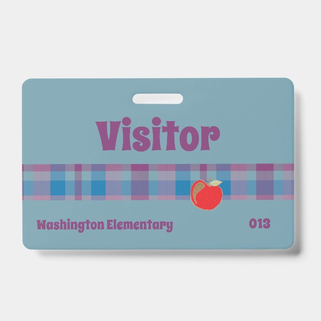 School visitor blue badge ID badge (Front)