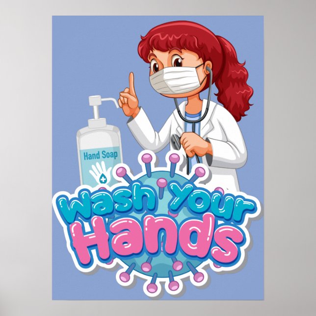 School Wash Your Hands Reminder Poster (Front)