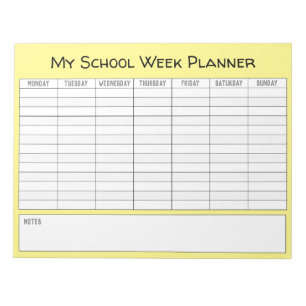 School Week Planning Chart Notepad