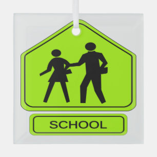 School Zone Glass Tree Decoration