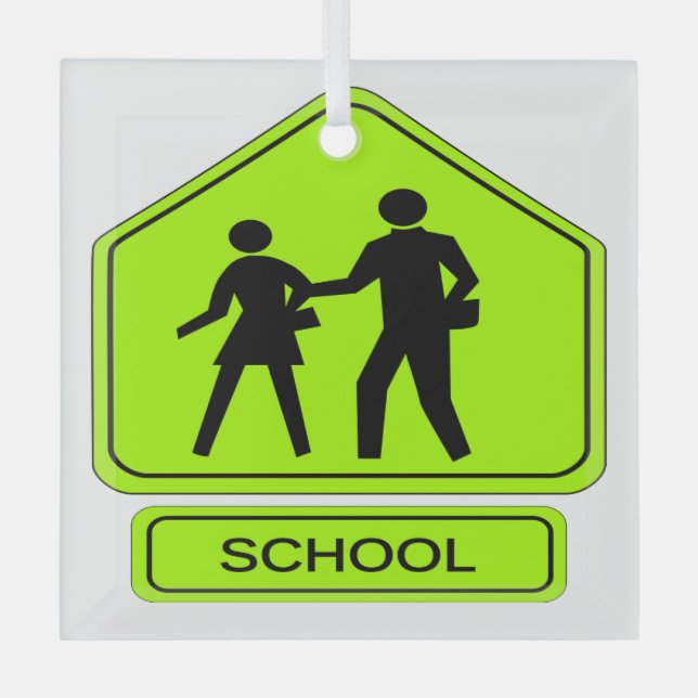 School Zone Glass Tree Decoration (Front)