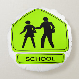 School Zone Round Cushion
