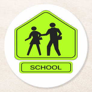 School Zone Round Paper Coaster