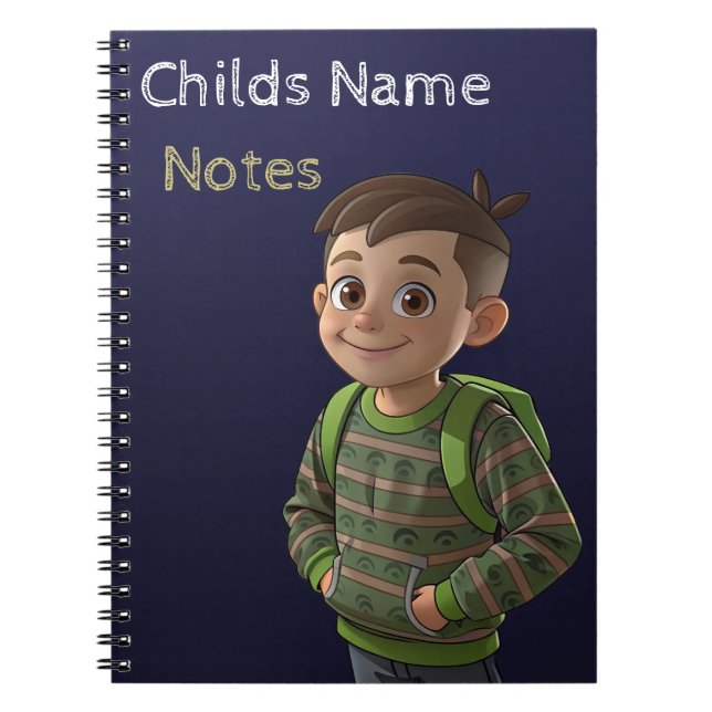 Schoolboy with backpack Notes  Notebook (Front)