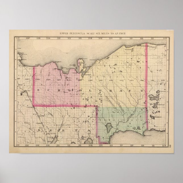 Schoolcraft County Michigan Poster (Front)