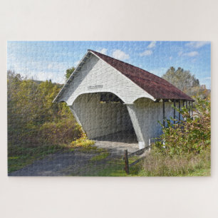 Schoolhouse Covered Bridge, Vermont Poster Jigsaw Puzzle
