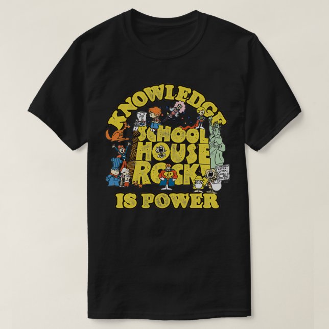 Schoolhouse Rock Knowledge Is Power Logo Group Pul T-Shirt (Design Front)